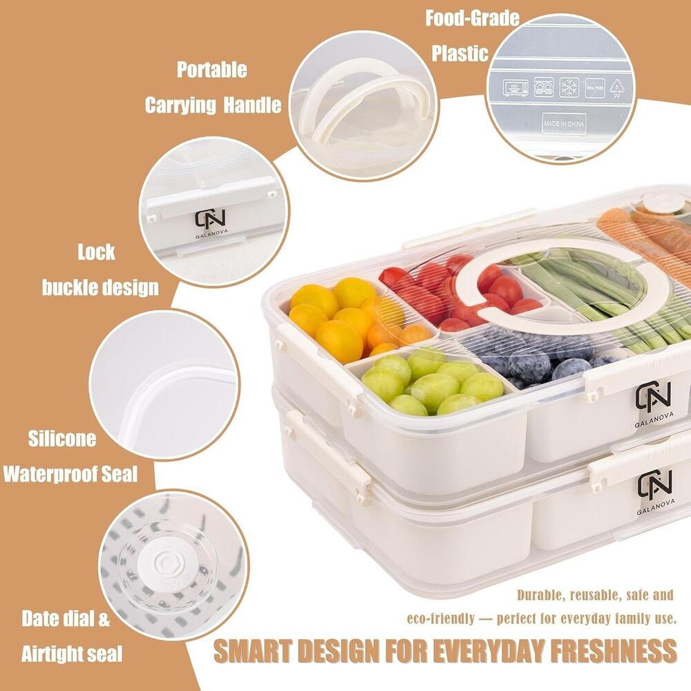 Galanova 2Pack Snack Box Container, microwavable/ dish safe with Lid and Handle - Picture 9 of 16